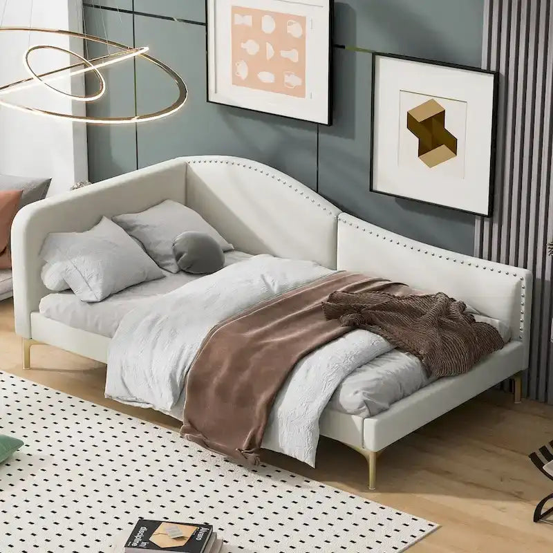 Full/Twin Size Daybed with Headboard and Armrest, Support, Full/Twin Size Bed