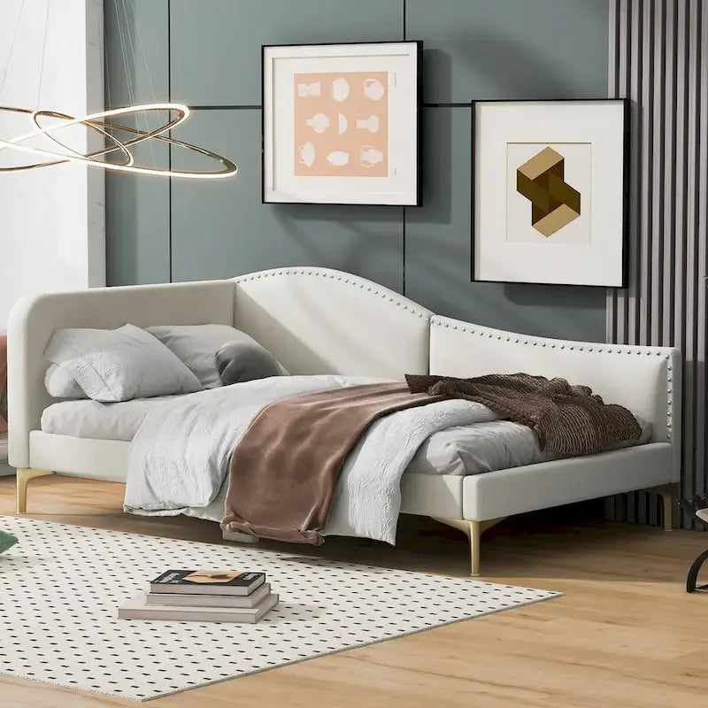 Full/Twin Size Daybed with Headboard and Armrest, Support, Full/Twin Size Bed