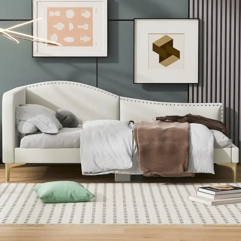Full/Twin Size Daybed with Headboard and Armrest, Support, Full/Twin Size Bed