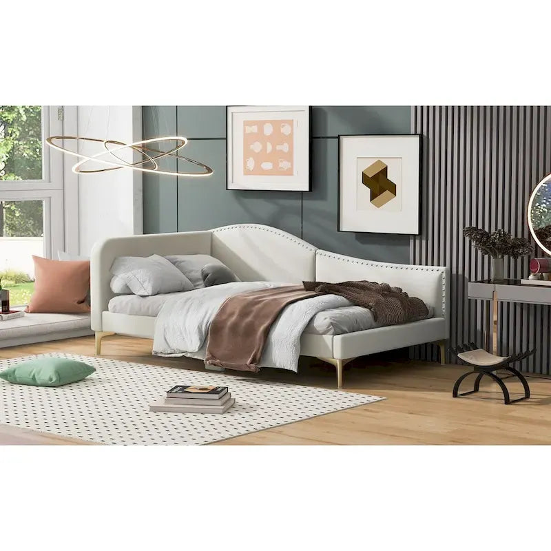 Full/Twin Size Daybed with Headboard and Armrest, Support, Full/Twin Size Bed