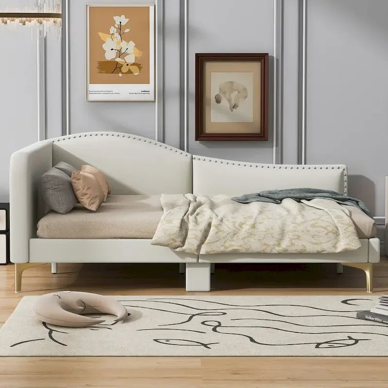 Full/Twin Size Daybed with Headboard and Armrest, Support, Full/Twin Size Bed