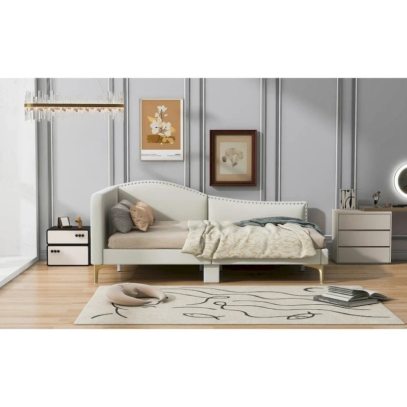Full/Twin Size Daybed with Headboard and Armrest, Support, Full/Twin Size Bed