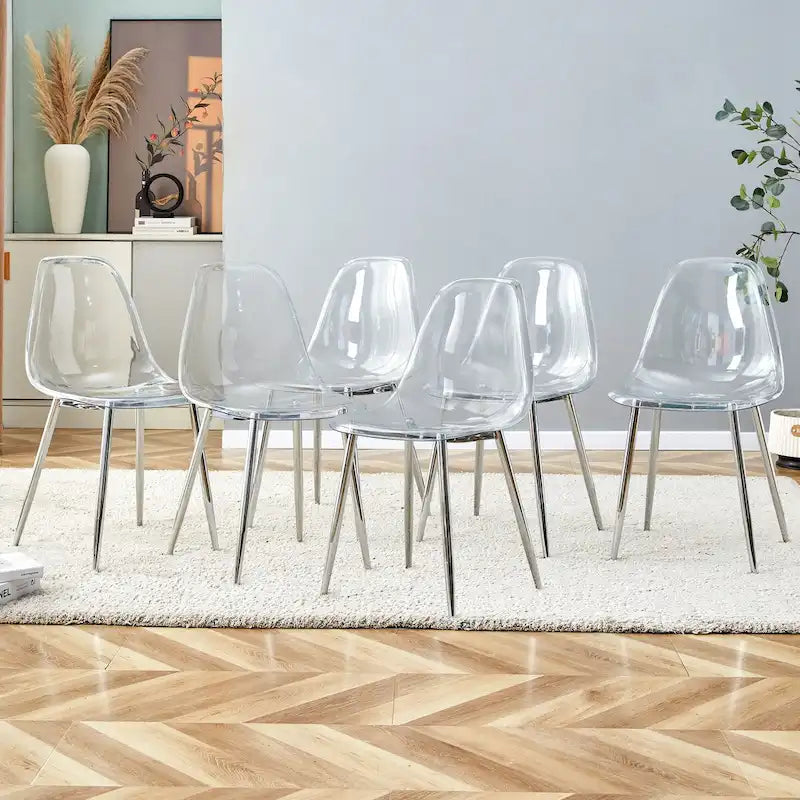 Ensemble de 6 chaises de salle à manger transparentes, modernes et minimalistes