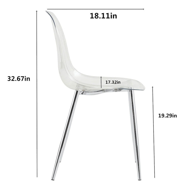 Set di 6 sedie da pranzo trasparenti, moderne e minimaliste