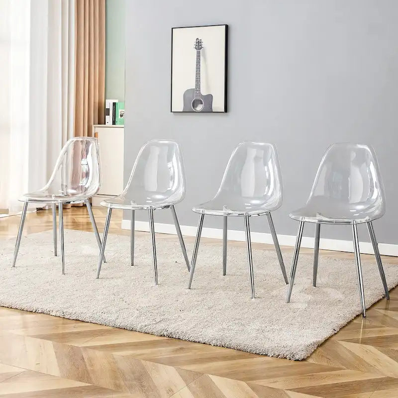 Set di 6 sedie da pranzo trasparenti, moderne e minimaliste