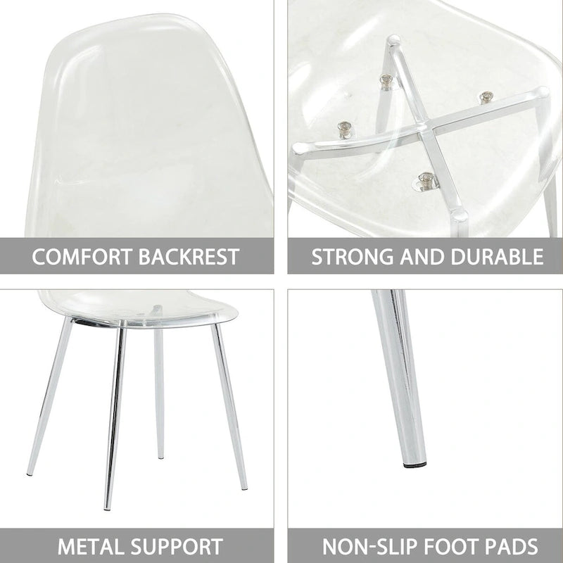 Set di 6 sedie da pranzo trasparenti, moderne e minimaliste