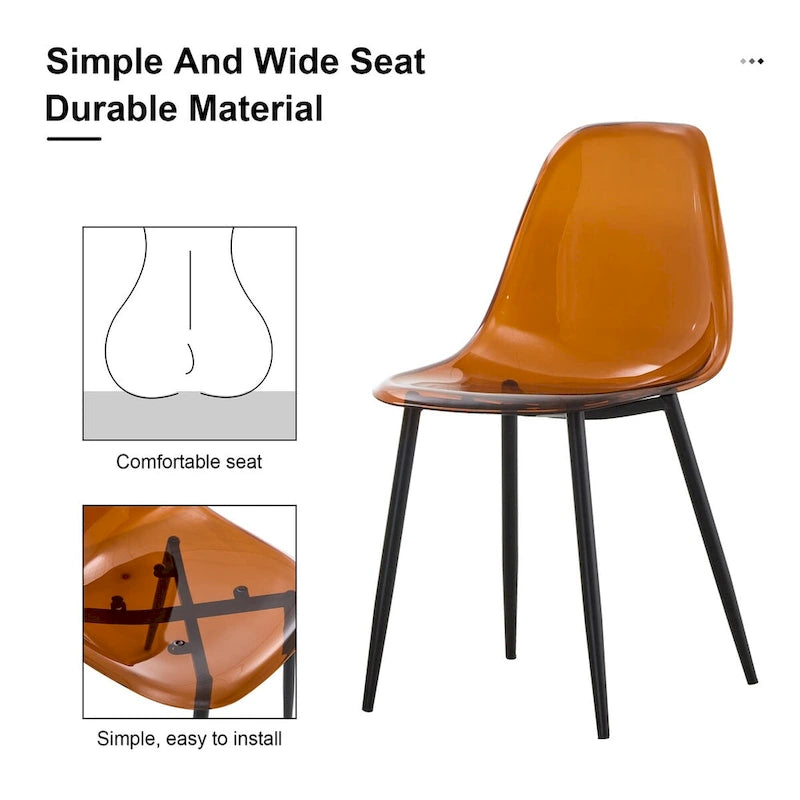 Set di 6 sedie da pranzo trasparenti, moderne e minimaliste