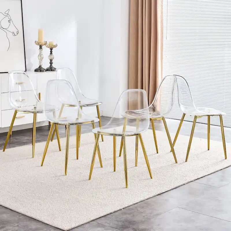Set di 6 sedie da pranzo trasparenti, moderne e minimaliste