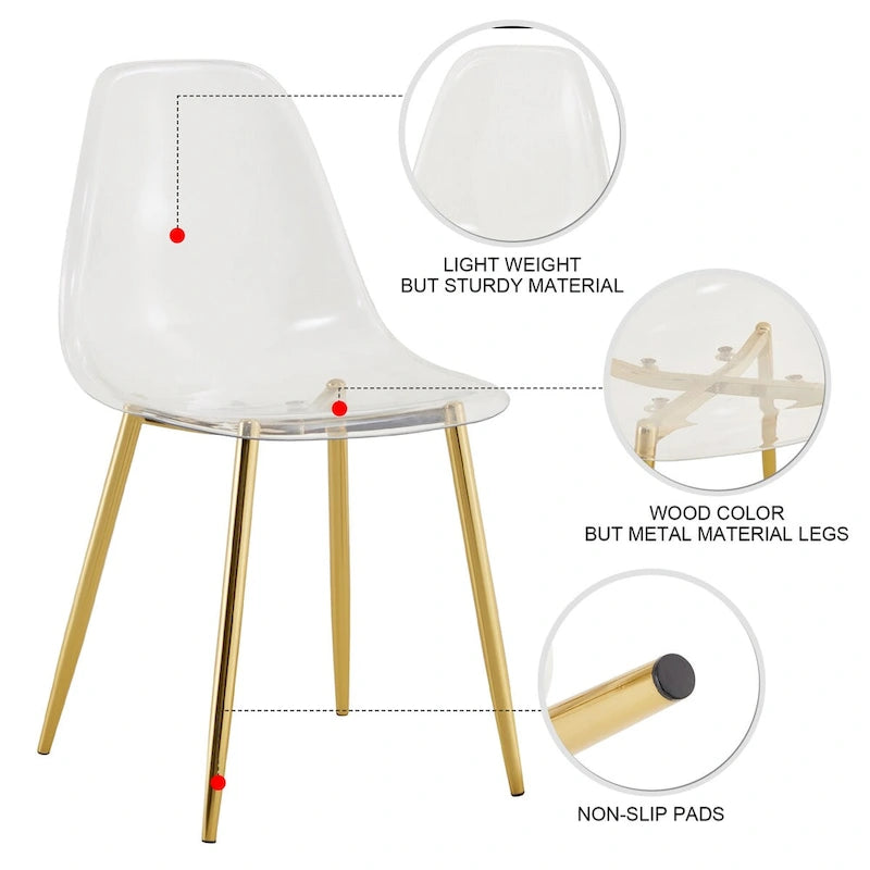 Set di 6 sedie da pranzo trasparenti, moderne e minimaliste