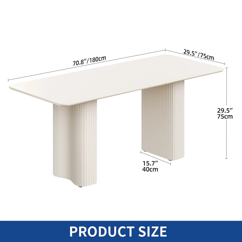 Modern Dining Table for Kitchen Dining Room for 6-8 People Creamy White