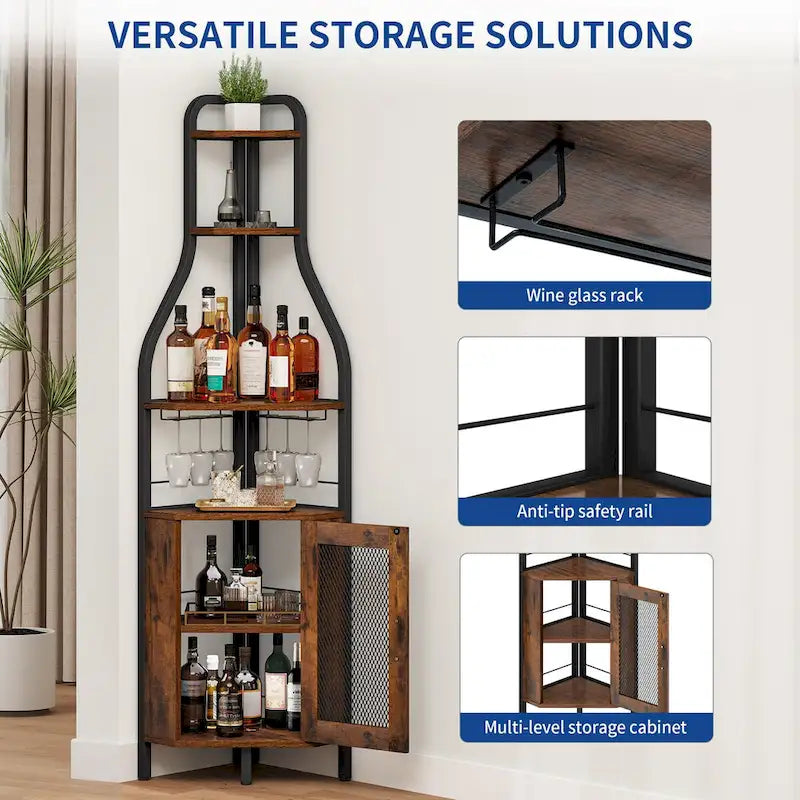 71palcový průmyslový rohový stojan na víno - 15.7L x 15.7W x 71H