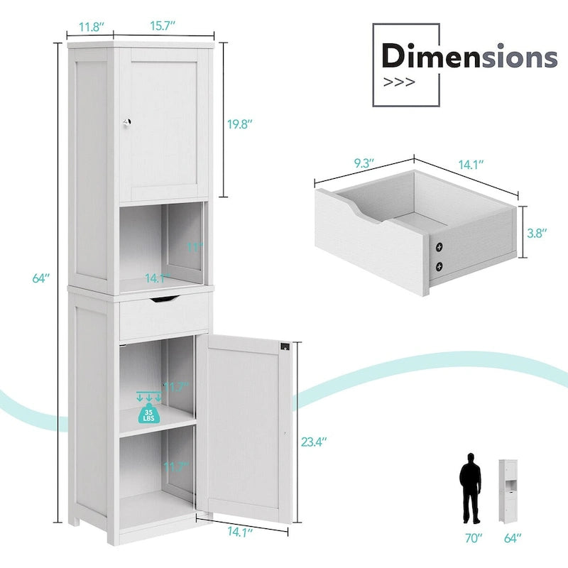 Mobiletto da bagno alto, dispensa stretta indipendente da 64H