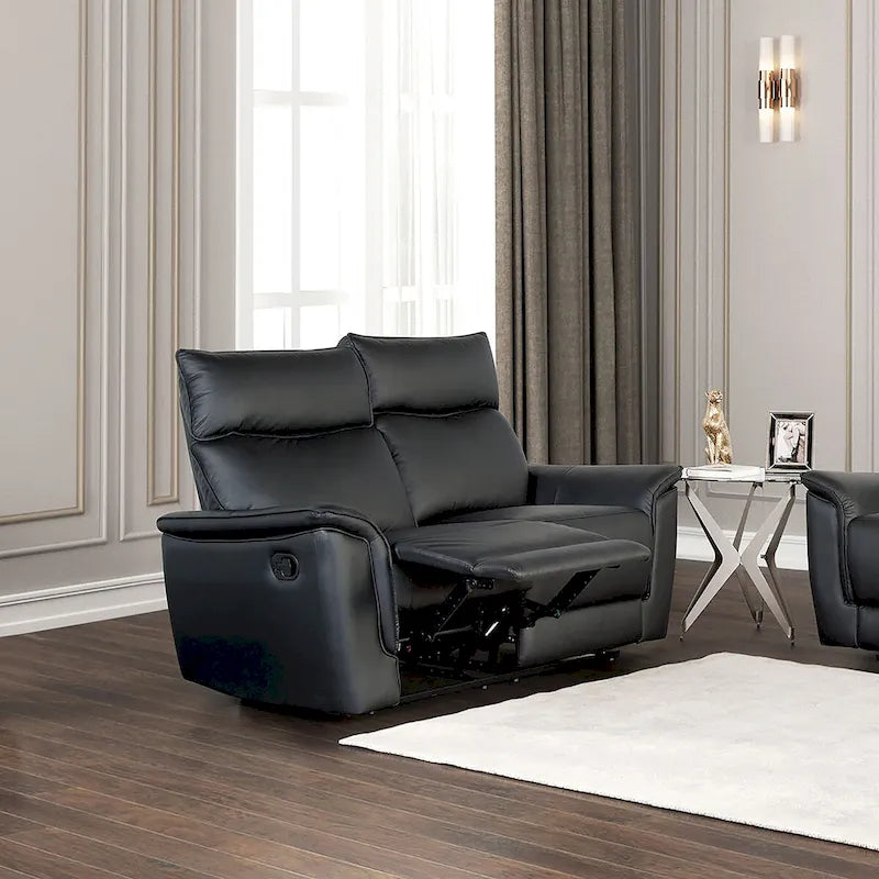 Modern Leather Match Recline Loveseat
