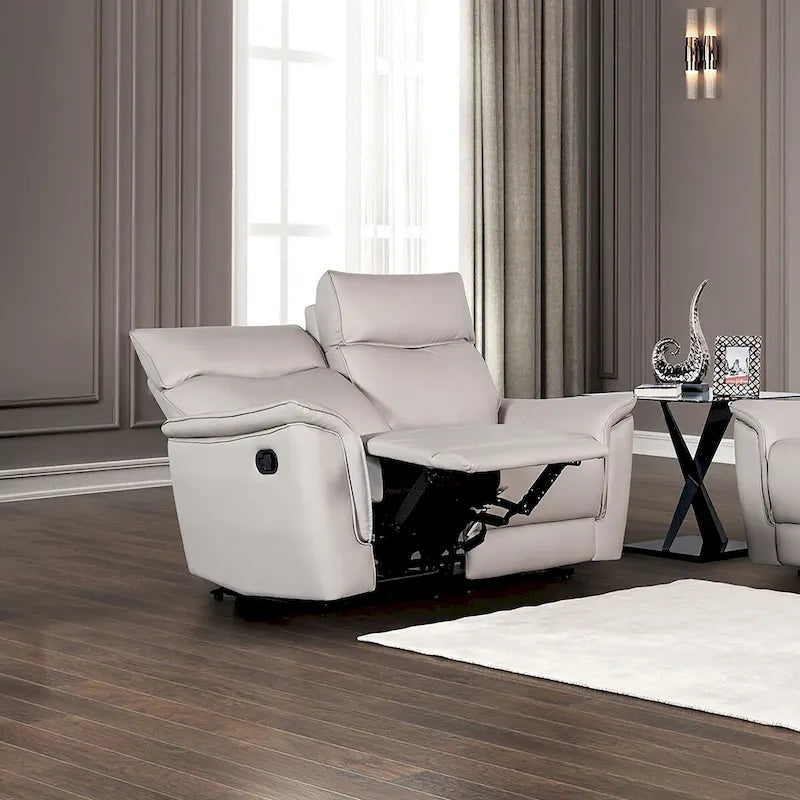 Modern Leather Match Recline Loveseat