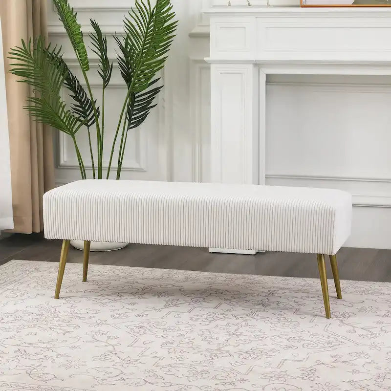 43 Inch Velvet Bench Bed Bench with Gold